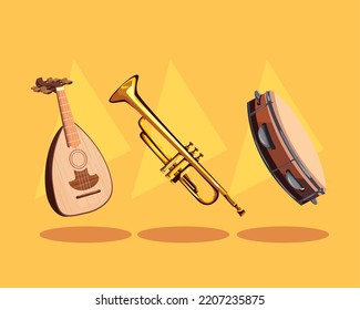 poster of flat realistic instruments set