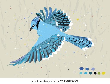 Poster with flight of the blue jay from new collection.