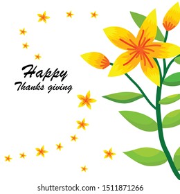 poster flower with letter thanks giving vector design