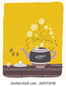 Poster of flowers in teapot