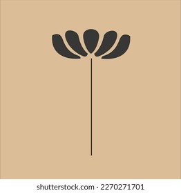 Poster with a flower-shaped figure in boho style. Abstract background with a minimalist boho pattern for the design of a modern postcard, art gallery flyer, T-shirt print, etc