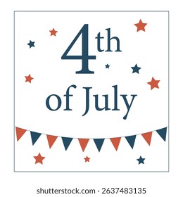 Poster flyer for American Independence Day 4th of July with dpt and garlands on a plain background. Poster, banner, greeting card.