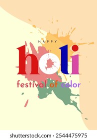 un afiche, volante con un fondo colorido que dice Holi Festival de Cultura, Feliz Holi