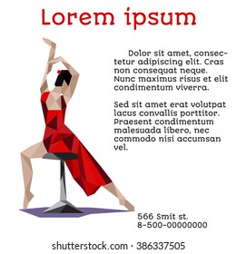 Poster, flyer with dancing girl, flamenco