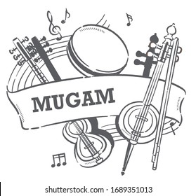 Poster or flyer design with Arabic instruments. Vector illustration.