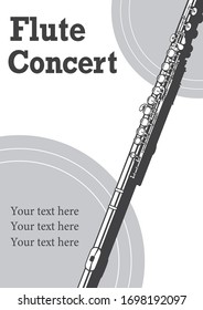 Poster or flyer design with flute illustration. Vector.
