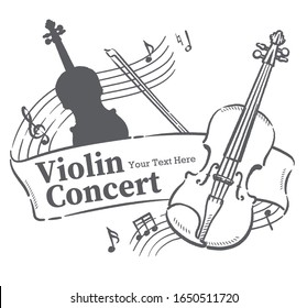 Poster or flyer design with musical instruments. Vector illustration.