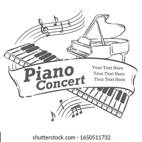 Poster or flyer design with musical instruments. Vector illustration.