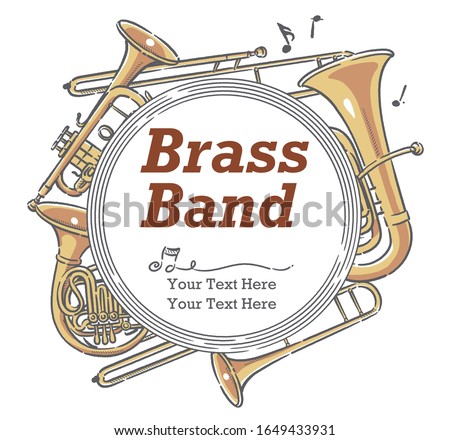 Poster or flyer design with musical instruments. Vector illustration.