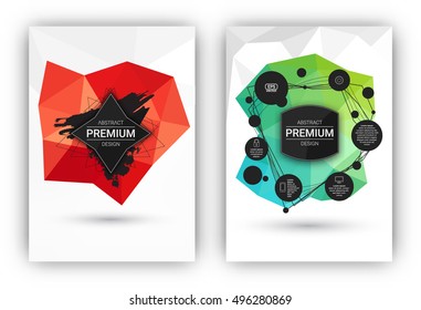 Poster or Flyer Design Template Set - Abstract modern polygonal backgrounds collection