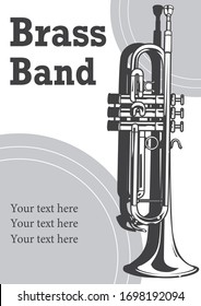 Poster or flyer design with trumpet illustration. Vector.