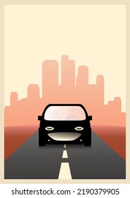Poster, flyer, driver wanted, courier car vector 