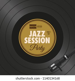 Poster, flyer jazz party, vinyl style. Editable vector design.