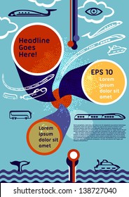 Poster, flyer, leaflet layout. Editable design template. Concept of travels. EPS10 vector