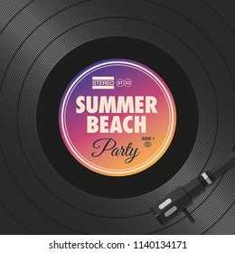 Poster, flyer summer beach party, vinyl style. Editable vector design.