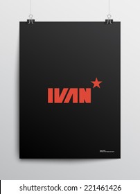 Poster / flyer template background with minimal style design russian name icon 