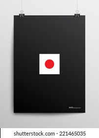 Poster / flyer template background with minimal style design japanese flag icon