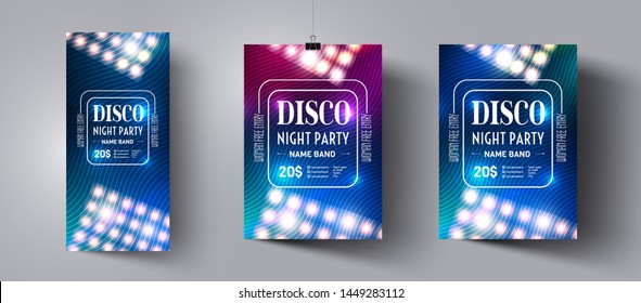 Poster or flyer template for night dance party. Invitations to events,show,concert.Layout design banner for music disco club. Backdrop design.Modern abstract background.Vector illustration