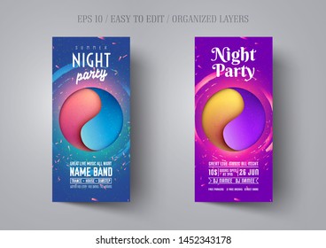 Poster or flyer template for night dance party. Invitations to events,show,concert.Layout design banner for music disco club. Backdrop design.Modern abstract background.Vector illustration