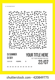 Poster or flyer template for your party or event. Minimalism. Vector image. triangles doodle