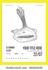 Poster or flyer template for your party or event. Minimalism. Vector image. doodle