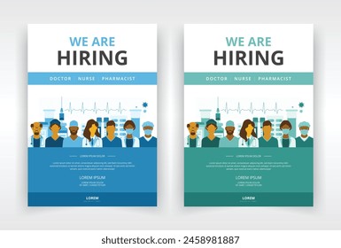 Poster or flyer templates for effective recruitment and hiring process in healthcare and pharmaceutical industry