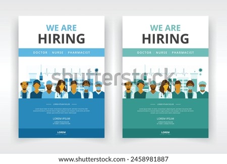 Poster or flyer templates for effective recruitment and hiring process in healthcare and pharmaceutical industry