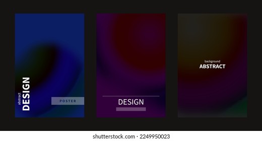 Poster with fog, blur, dark set of posters. Vector blurred cover for brochure, booklet, annual report