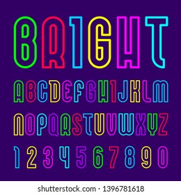 Poster font, alphabet in simple style. Vector letters and numbers.