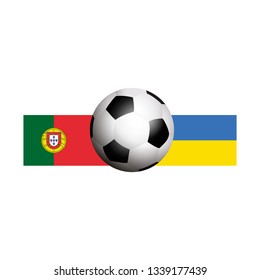Poster of a football match between the teams of the national team of Portugal and Ukraine. European Football Championship 2020. Schedule football matches Portugal - Ukraine. 