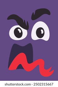 Póster en forma de cara de monstruo loco. Cartel creativo de Halloween.