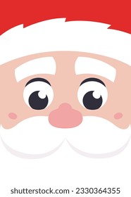 Poster in form of Santa Claus face. Christmas placard in flat style.
