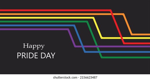 Poster Formed By Stripes With Colors Of Gay Pride Flag. Pride Day Poster, Flyer, Party Invitation Card, Modern Style Design Template.