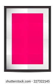 Poster in frame blank template with folded white paper for your design
