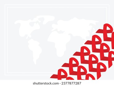 poster frame decoration with aids day symbol ribbon icon, border vector template for banner, flyer, presentation, social media, web.