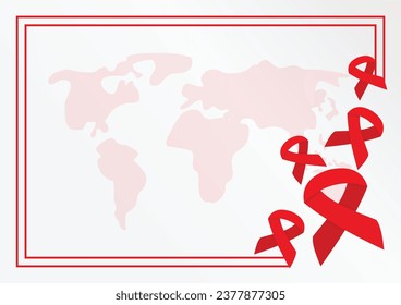 poster frame decoration with aids day symbol ribbon icon, border vector template for banner, flyer, presentation, social media, web.