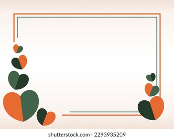 poster frame decoration with heart icon in simple shape, border vector template for birthday greeting card, wedding invitation, banner, photo frame, presentation, web.
