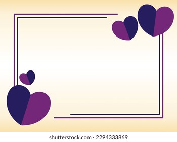 poster frame decoration with heart icon in simple shape, border vector template for birthday greeting card, wedding invitation, banner, photo frame, presentation, web.