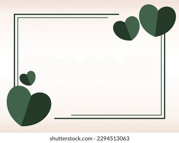 poster frame decoration with heart icon in simple shape, border vector template for birthday greeting card, wedding invitation, banner, photo frame, presentation, web.