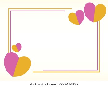 poster frame decoration with heart icon in simple shape, border vector template for birthday greeting card, wedding invitation, banner, photo frame, presentation, web.