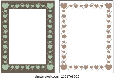 poster frame decoration with heart icon with free space for photo or text, border vector template. Greeting card, invitation, birthday, mother's day, banner, social media.