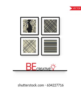 Poster frame mock up. Vector illustration isolated on white background for interior colored in Piet Mondrian Style