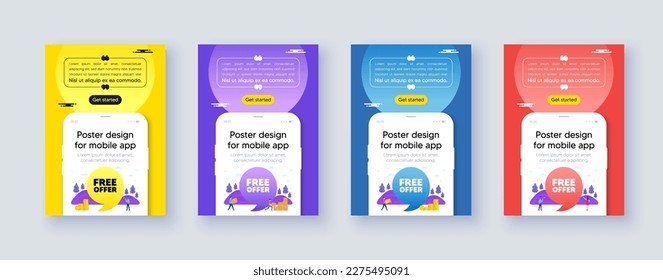 Poster frame with phone interface. Free offer tag. Special offer sign. Sale promotion symbol. Cellphone offer with quote bubble. Free offer message. Vector
