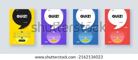 Poster frame with quote, comma. Quiz tag. Answer question sign. Examination test symbol. Quotation offer bubble. Quiz message. Vector