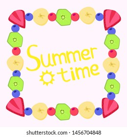 Poster with fruits and berries with the inscription Summer time