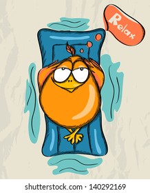 Poster with funny bird. Vector illustration EPS8
