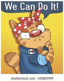 Poster Funny Cat Says We Can Do It Vector