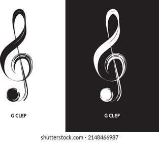 Poster of G Clef or Treble Clef. Most common clef in use. Musical symbols.