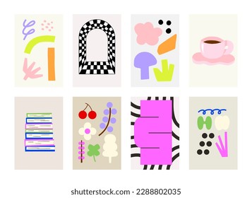 Poster gallery abstract colorful hand drawn. Wall art for bedroom, Living room and office decor. Hand drawn vector design elements.