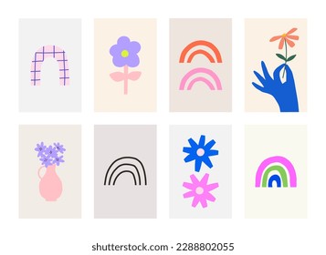 Poster gallery abstract colorful hand drawn. Wall art for bedroom, Living room and office decor. Hand drawn vector design elements.